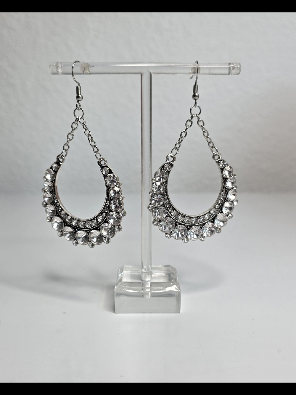 Paparazzi "Once In A Showtime" silver earrings featuring white